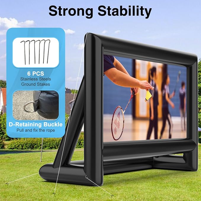 Estgora 19FT Inflatable Projector Screen for Outside, Blow Up Movie Screen Outdoor, Inflatable Movie Screen with Air Blower, Front & Rear Projection Screens for Outdoor Movie Night Backyard Pool Fun