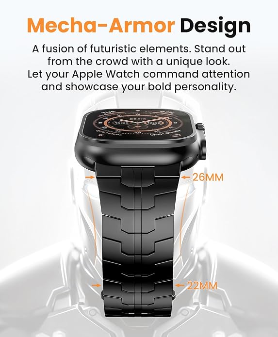 Grade 5 Titanium Band for Apple Watch Ultra 3/2/1 49mm & Series 11/10 46mm, DLC Coating Anti-Scratch Ultra 3 Band with Small-Link Design for Precise Fit, Secure Butterfly Clasp Band for Men