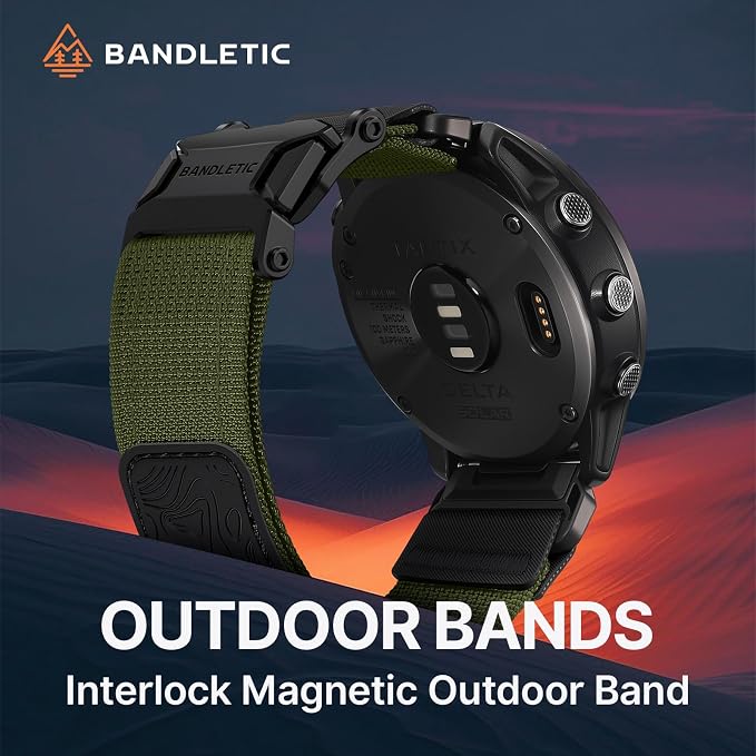 Bandletic Magnetic Bands Compatible with Garmin Fenix 5X Watch Band, 26mm Quick Fit Strap for Fenix 8 51mm/7X 6X Pro/5X Plus/3/3 HR/Instinct 2X 3 50mm/Enduro/Quatix Tactix 8 51mm/Epix Pro (Gen 2) 51mm