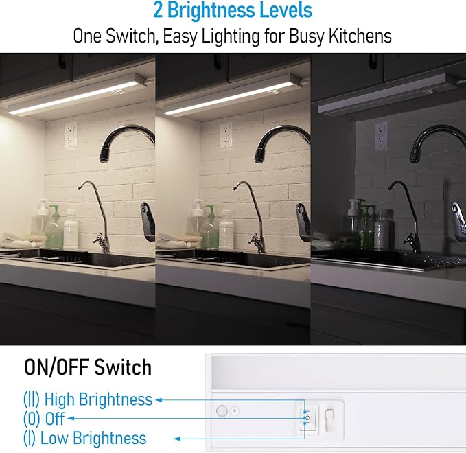 TORCHSTAR 4-Pack 22 Inch LED Under Cabinet Lighting 5CCT, ETL T24, 14W 1050LM, Hardwired & Plug-in, 5 Color Selectable CRI90 120V, Dimmable Under Counter Lights for Kitchen, White Aluminum Housing