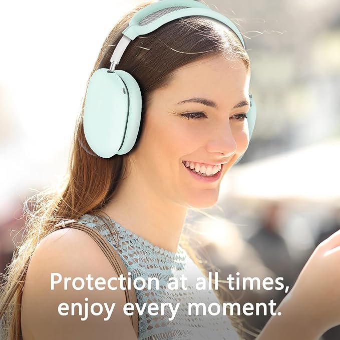 Silicone Case Cover for AirPods Max Headphones,Ear Pad Case Cover/Ear Cup Cover/Headband Cover for AirPod Max 2/1(2026/2024/2020)(USB-C/Lightning),Silicone Accessories for Apple AirPod Max, Glow Green