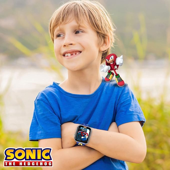 Sonic The Hedgehog Kids Smartwatch – Bluetooth Calling, Messages, Camera, Music, Sleep Tracker, Fitness & Activity Apps – 6 Watch Faces, Touchscreen, USB Rechargeable – Fits Wrists 5.5" to 8"