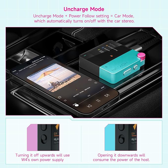 HiBy W4 Bluetooth Headphone Amplifier USB DAC, BT 5.4 & NFC, aptX Lossless LDAC, Dual DAC, DSD512 PCM 768kHz, 2-Inch Touch Screen, CVC Noise Reduction, 3.5mm & 4.4mm Balanced Output