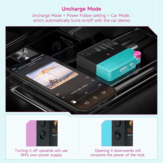 HiBy W4 Bluetooth Headphone Amplifier USB DAC, BT 5.4 & NFC, aptX Lossless LDAC, Dual DAC, DSD512 PCM 768kHz, 2-Inch Touch Screen, CVC Noise Reduction, 3.5mm & 4.4mm Balanced Output