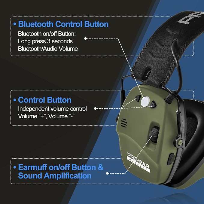 PROHEAR Ear Protection Safety Earmuffs for Shooting Noise Reduction Slim Hearing Protector