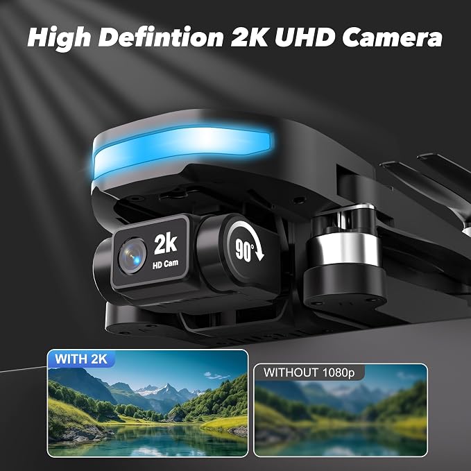 GPS Drone with EIS 2K Camera for Adults, 7.22 inch Screen on Remote Controller,FPV RC Drones with Al Track&Night Shot with Professional GPS,Auto Return Follow Me for Beginner,Long Range Transmission, 2 Batteries 64min Flight Time,Handbag Under 249g