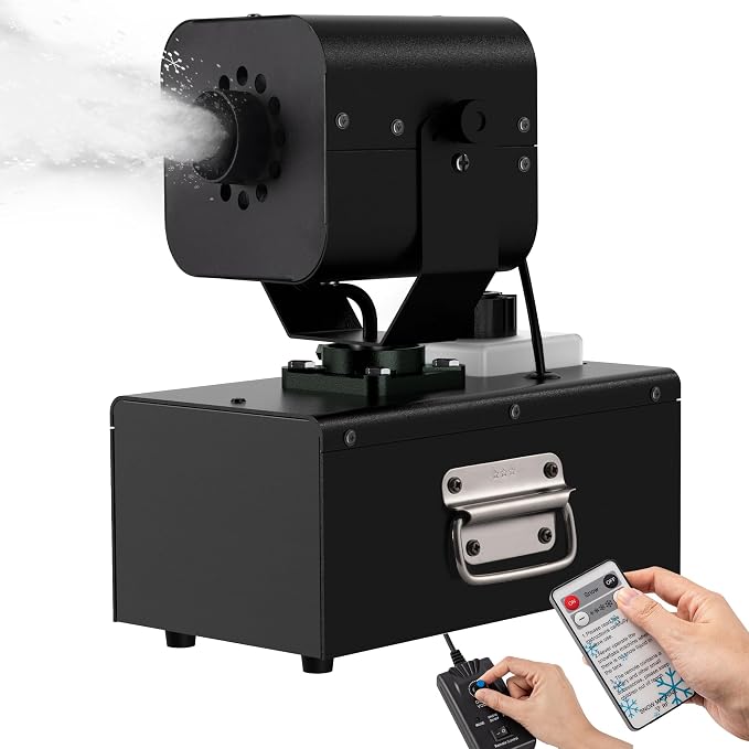 IMONE 1200W Snow Machine 90° Automatic Oscillation, Adjustable Snow Volume & Flake Size, 1L Tank, Dual Wired & Wireless Remote Control, Outdoor Snowflake Maker for Christmas, Weddings, Parties & Stage