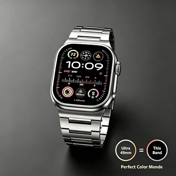 i-Boruly Pure Titanium Band for Apple Watch Ultra 3/2/1 (49mm), Series 11 10 9 8 7 6 5 4 SE (46/45/44mm) - Waterproof Lightweight Metal Strap with Adjustment Tool,Men Durable Business Design (Titanium Color)