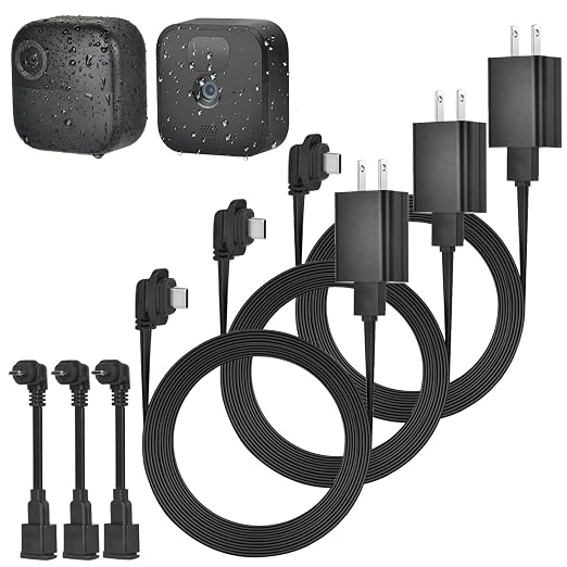 3Pack 25ft/7.5m Power Adapter for Blink Outdoor 4 (4th Gen)&(3rd Gen)&Blink XT2/XT, Weatherproof Flat Extension Cable with Extra Type C to Micro USB Adapter Continuously Charging Blink Outdoor Camera