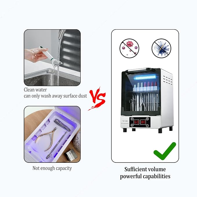 Nail Tool UV Cleaning Cabinet, Large Capacity Stainless Steel Cleaning, with Drying Function, Temperature and Timer Control, up to 60 Minutes, 110V, for Hair Salon Spa Nail Salon