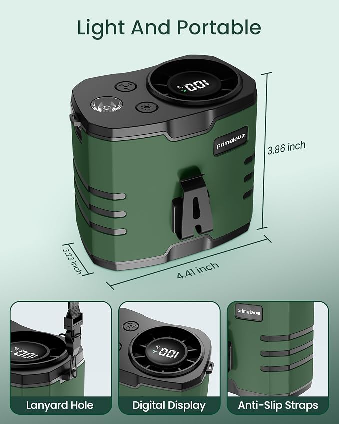 Portable Waist Fan 10000mAh Rechargeable,Clip on Belt Fan With 10 Speeds 16000PRM Strong Airflow,Hands-Free Hanging Neck Fan,Long-Lasting Cooling for Camping,Hiking,Outdoor,Jobsite,Green