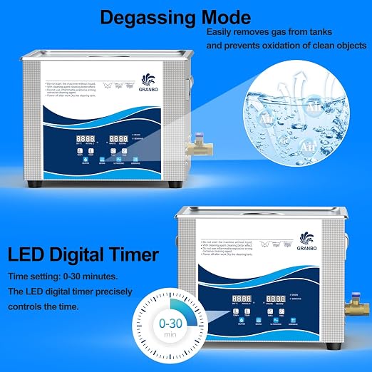 Granbo Ultrasonic Machine 15L 360W Jewelry Cleaner Ultrasonic Machine 40kHz with Heater Timer and Degassing,110V Digital Ultrasonic Jewelry Cleaner for Jewelry Glass Eyeglass Dental Parts Cleaning