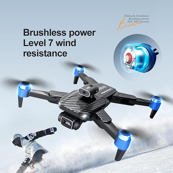 4K UHD GPS Drone with Camera (Equipped with dual cameras), Foldable RC FPV Drone, small-scale Drone Control Quadcopter With Height Setting Function, Six-pass Gyroscope, Gesture Photo, Video Recording, Headless Mode, Emergency Stop, Trajectory Gravity S...