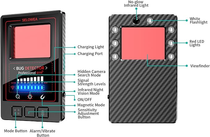 Hidden Camera Detector, Anti Spy Bug GPS Tracker Finder for Travel | Portable; Professional