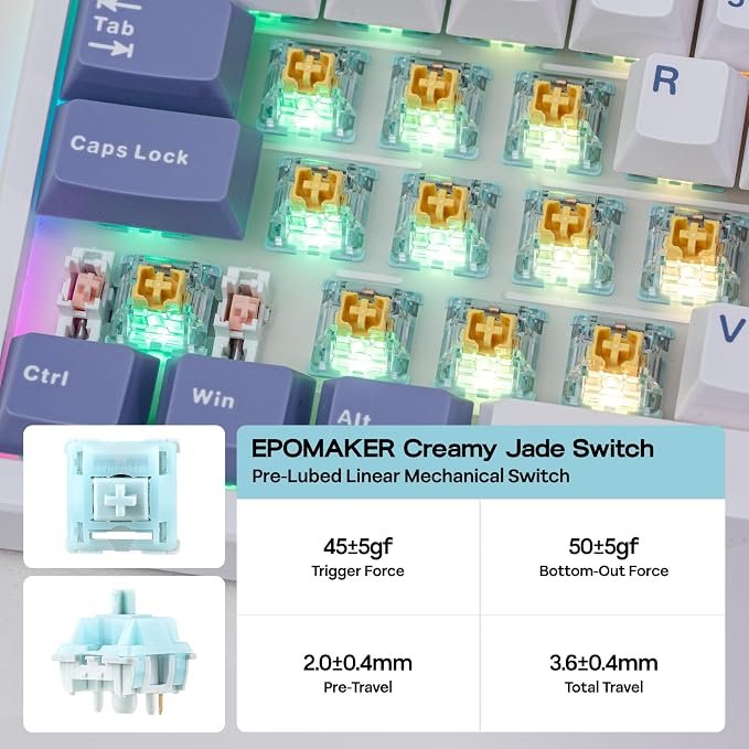 EPOMAKER TH108 PRO Full Size Mechanical Keyboard with Screen & Knob, Wireless Gaming Keyboard with 10000mAh, Creamy Gasket, Hot Swap, Custom Driver, RGB Backlight (White, Creamy Jade)