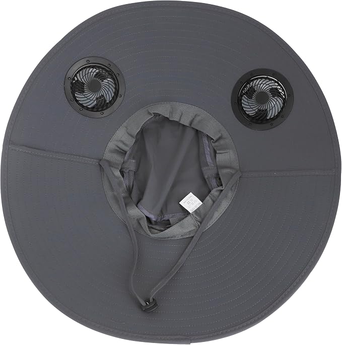 Solar Fan Hat 2 Fans, Outdoor Wide Brim Fishing Hat with Fan, Solar Cooling Bucket Fisherman Hats, Quick Dry Sun Cap with Fan