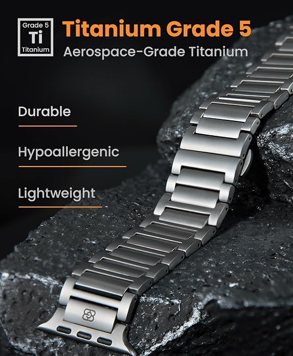 Titanium Band Compatible with Apple Watch Ultra 3/2/1 49mm Band for Men & Series 11/10 46mm, Grade 5 Titanium with DLC Coating for Ultra 3 Watch Band, Easy-Adjust Metal Band & Butterfly Clasp