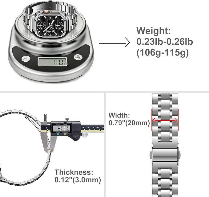 MioHHR Stainless Steel Watch Band with Case Compatible with Apple Watch Ultra3 2 1(49mm),Rugged Strap with Metal Protective Bumper Cover for iWatch Band Men(Silver)