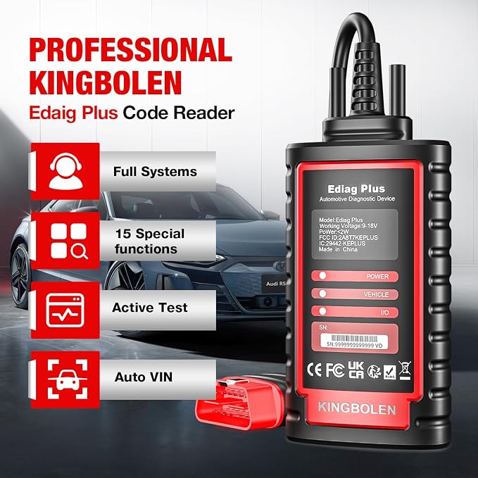 KINGBOLEN Ediag Plus Bluetooth Scanner, All System Bidirectional Test OBD2 Diagnostic Scanner for iOS & Android with CANFD Protocol, Auto VIN, 15+ Rest, 1 Year Without fee Update