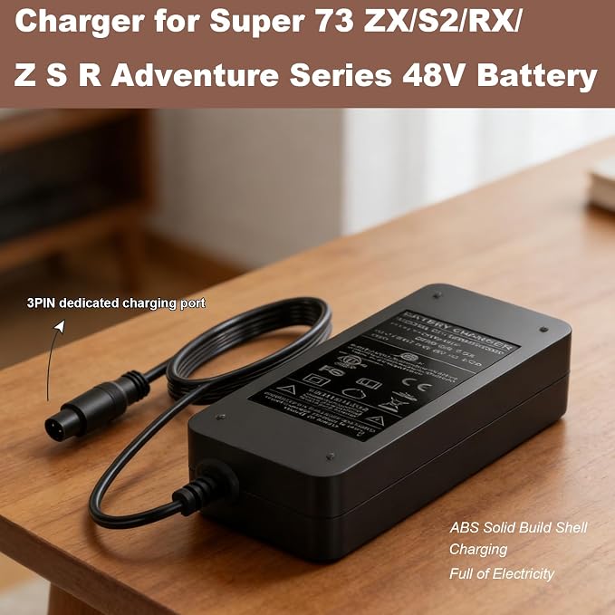 54.6V Charger for Super 73 ZX/S2/RX/Z S R Adventure Series Compatible with Super 73 48V Li-ion Battery Power Adapter Cord