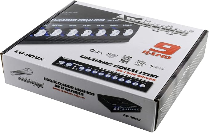 Audiopipe 9 Band Graphic Equalizer with 9 V LINE Driver (EQ-909X)