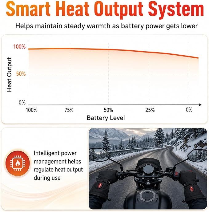 CUEHEAT Heated Gloves, Palm & Back Double Heating, Winter Outdoor Windproof Warm Thick Gloves, Battery-Powered Hand Warmer