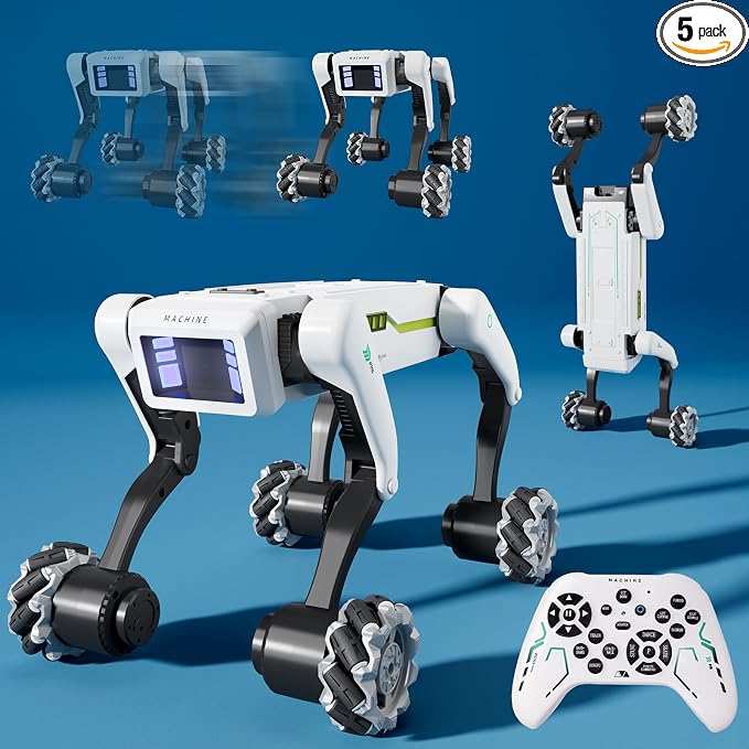 Stunt Robot Dog RC Toys with Wheels for Ages 8-13, Interactive Programmable Voice & Remote Control Pet Robot Toy for 6+ Year Old Kids Boys Girls Birthday Gift