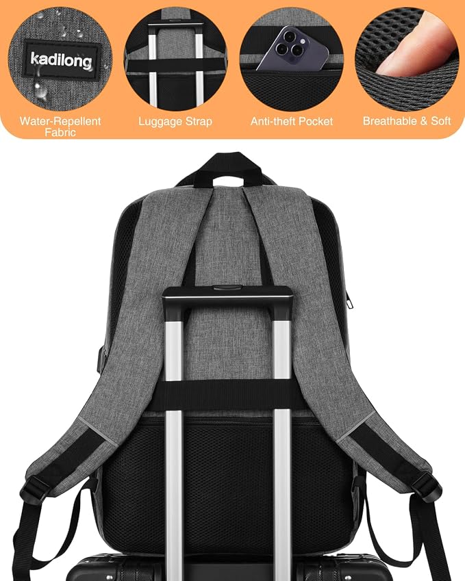 kadilong 17.3 Inch Insulated Backpacks with Cooler&Laptop Compartment,Travel Backpack with Lunch Box Bookbag for Work,Sturdy College Computer Backpack for Men Women Mochilas Lonchera para Hombre