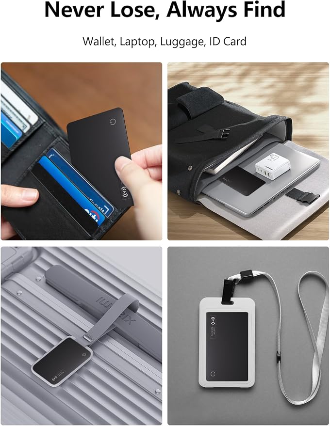 Wallet Tracker Card Work with Apple Find My, Ultra-Slim Rechargeable Tracking Card Credit Card Tracker for Wallet, Luggage, Passport (for iOS, 1 Pack)