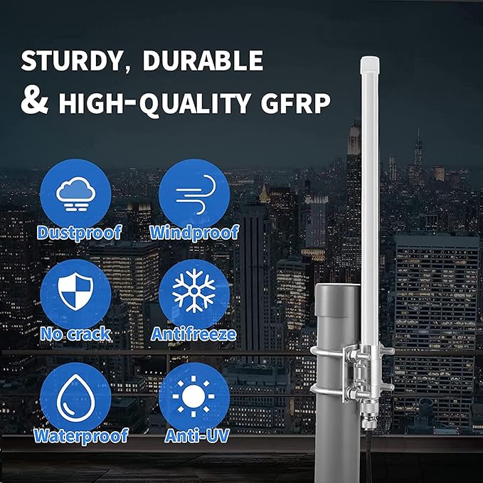 1090MHz 978MHz Dual Band ADS-B Antenna Flightaware Outdoor 5dBi Fiberglass Antenna with 10ft Extension SMA Cable, Increase Catching Distance and Number, Eifagur