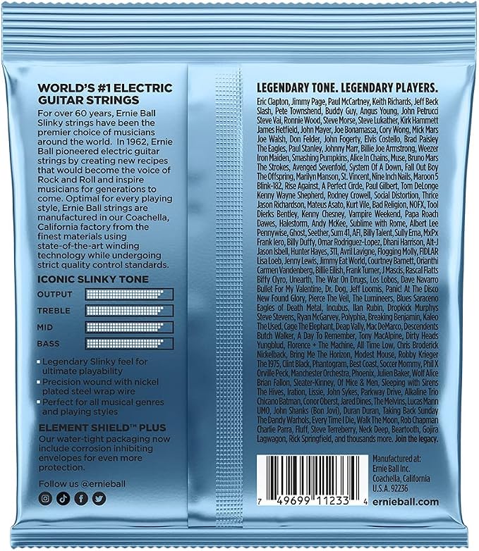 Ernie Ball Primo Slinky Nickel Wound Electric Guitar Strings 3-pack, 9.5-44 Gauge (P03212)