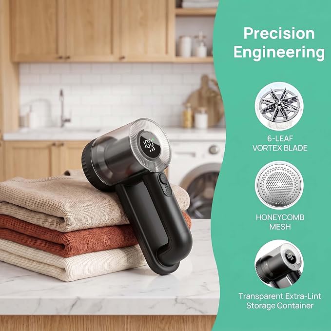 2-in-1 Fabric Shaver, 3-Speed Rechargeable Lint Shaver with Digital LED Display, Electric Sweater Shavers to Remove Pilling from Clothes, Furniture, Couch and Blanket, Type-C Fast Charging
