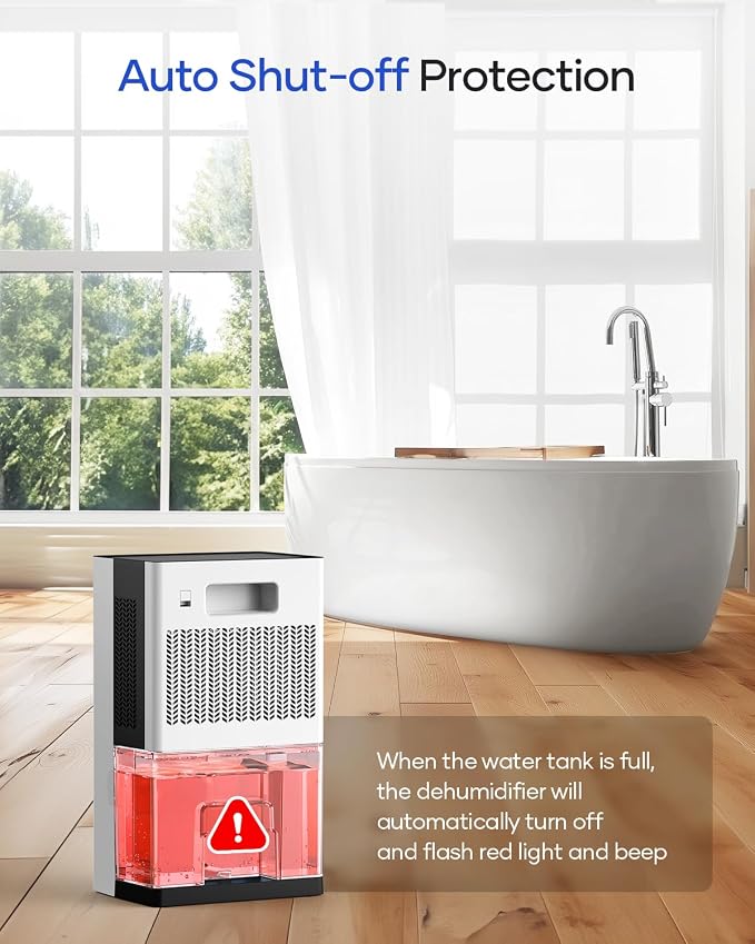 Dehumidifier, 95 OZ Water Tank Dehumidifiers for Home with Auto Shut Off, 1000 sq. ft. Dehumidifier for Bedroom Bathroom Basement Rv with 7 Color Light, Quiet Dehumidifiers with Sleep Mode