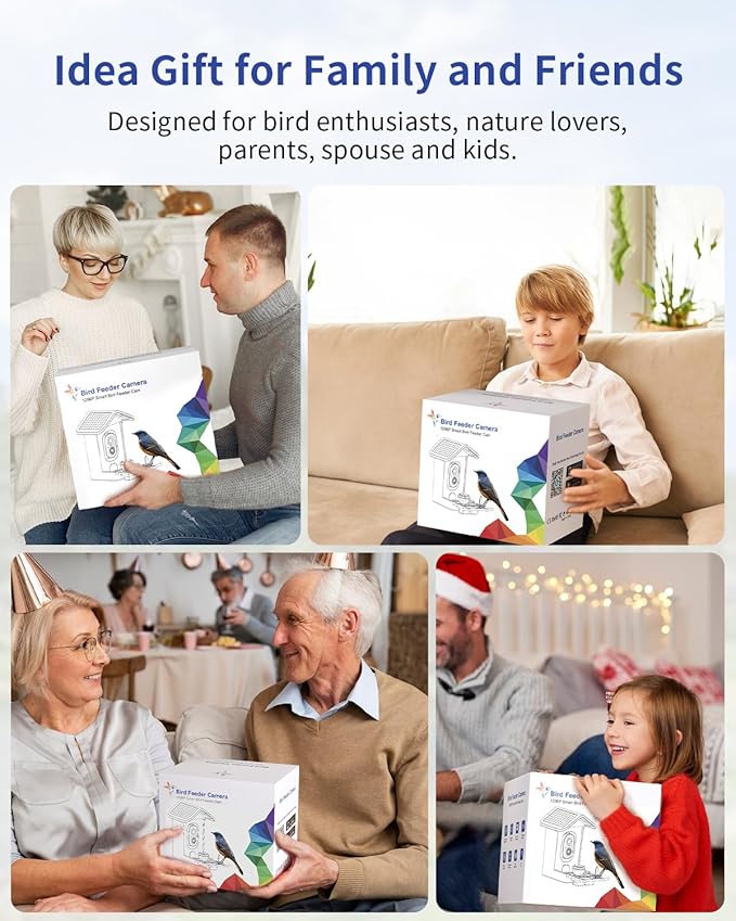 Bird Feeder with Camera, 2K Smart BirdCamera with Solar Powered, AI Identify Birds Species, Instant Arrival Alerts, 2.4Ghz WiFi Bird House for Outdoors, Ideal Gift for Family and Bird Lovers (Blue)