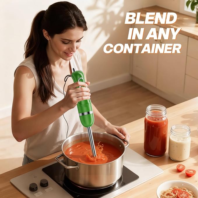 Turelar Immersion Blender Handheld, Corded Electric Blenders Portable Stick Mixer with 2 Mixing Speed and Stainless Steel Blades Emulsifier for Effortless Blending Soup, Smoothies, Puree or Baby Food