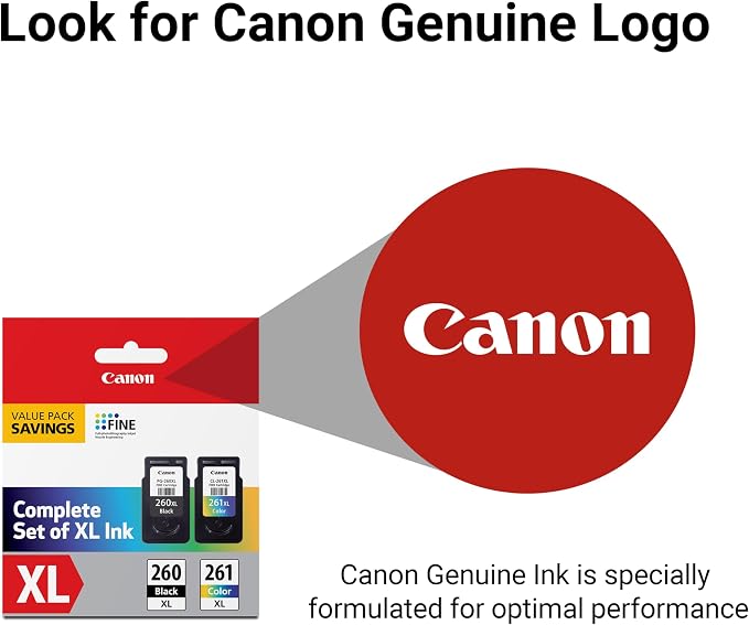 Canon PG-260 XL / CLI-261 XL Genuine Ink Value Pack (2 Cartridges), Compatible with TS5320, TR7020