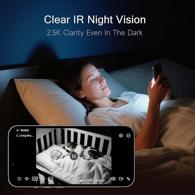 2.5K Indoor Camera 2pack, Free AI Person/Pet/Cry Detection, 4MP Pet/Dog/Cat/Baby Camera w/Phone App, Cameras for Home Security, Pan Tilt 2.4GHz WiFi, Night Vision, Full Duplex 2-Way Audio