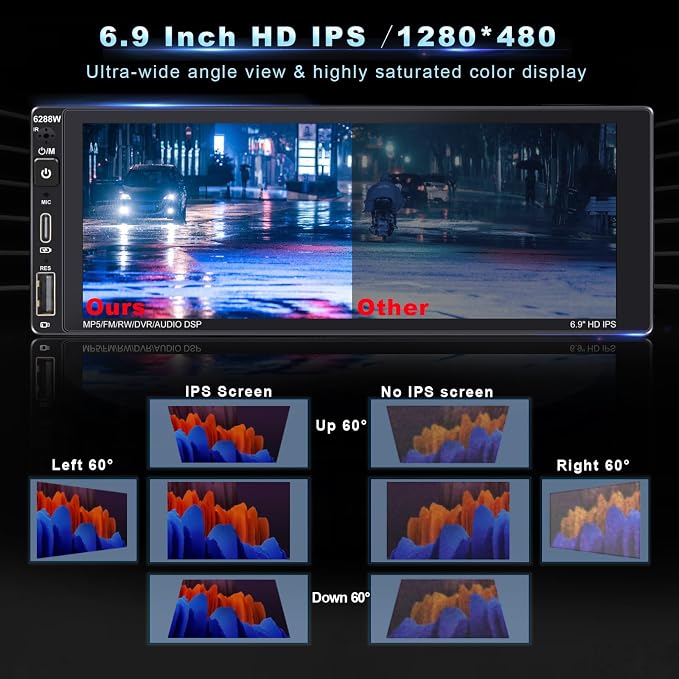 Wireless Single Din Car Stereo with Apple Carplay,IPS Touch Screen Car Radio with Bluetooth,Backup Camera,FM/AM Car Radio,Car Play Android Auto,AUXTF,Type-C,USB
