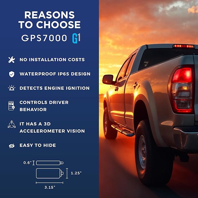 GPS7000 Hidden GPS Tracker for Vehicles, 12 Months Service Included, 4G Car GPS Tracker, Optional Subscription, Real-Time Mini Undetectable Vehicle GPS Tracker for Cars & Trucks