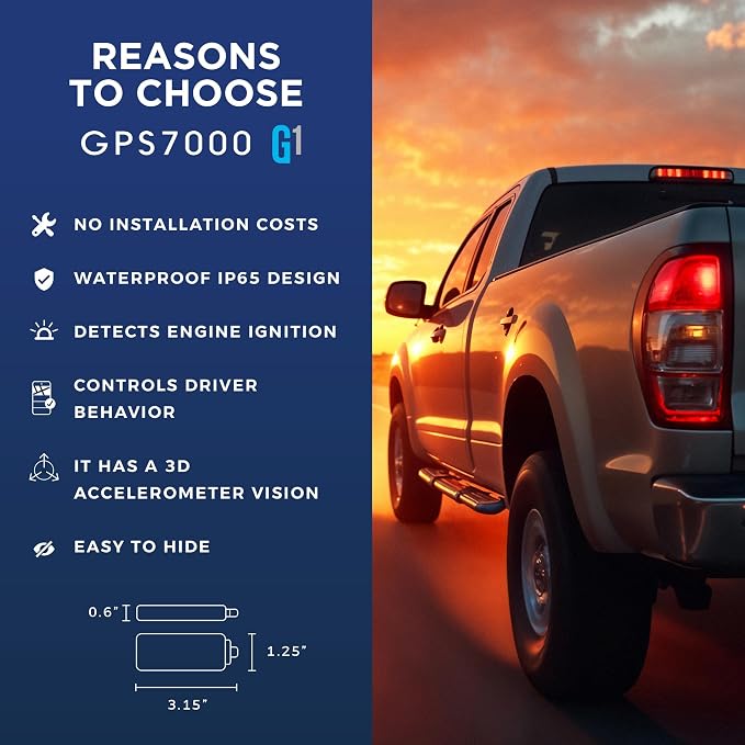 GPS7000 Hidden GPS Tracker for Vehicles, 6 Months Service Included, 4G Car GPS Tracker, Optional Subscription, Real-Time Mini Undetectable Vehicle GPS Tracker for Cars & Trucks