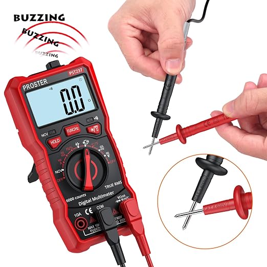 Proster Digital Multimeter 6000 Counts- TRMS Auto Range Multi Testers, NCV Detector DC AC Voltage Current Meter Voltmeters Temperature Capacitance Resistance Diode Continuity Tester
