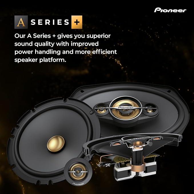 Pioneer A-Series Plus TS-A1081F 4” 2-Way Speakers (Pair) – 230W Max, Balanced Sound + Smooth Treble, Enhanced Bass, Great Stock Replacement