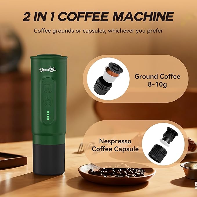 H02 PRO Portable Espresso Maker, Compatible with NS Capsule & Ground Coffee, Portable Coffee Maker, 20 Bar Self-heating Small Electric Travel Espresso Machine for Camping, Hiking