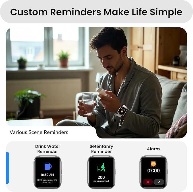 Smart Watches for Men Women with Alexa/AI Voice & Call, Mens Smart Watch with Heart Rate,SpO2,Sleep, Pressure Monitor & Reminders, 1.85’’ HD 100+ Sports Fitness Watch for Activities Track-White