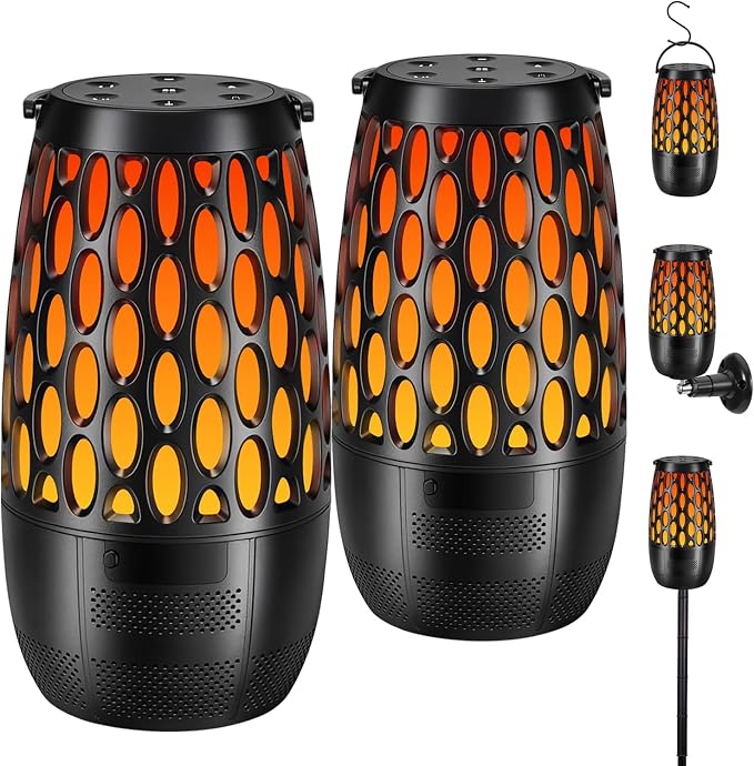 Upgraded Outdoor Bluetooth Speakers Waterproof, 10 Watt Surround HD Sound Multi-Sync Auto-Pairing up to 100 Speakers, Cool Gadgets Gifts for Men, Outdoor Speaker with Light for Patio Party (2 Pack)