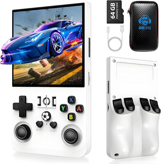 2025 New Upgrade R36MAX Retro Handheld Game Console, 4.0 Inch IPS Video Gaming Console with 64GB TF Card Over 20000+ Pre-Installed Retro Games, 4000mAh Battery (White)