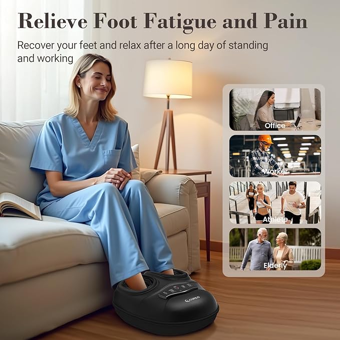 CuPiLo FSA Foot Massager with Heat - HSA Eligible, Feet Massager for Plantar Fasciitis & Neuropathy, Shiatsu Deep Kneading for Foot Pain Relief, Gifts for Women Mom