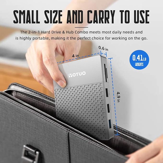 YOTUO Docking Station External Hard Drive Storage, USB-C Hub + HDD 7-in-1, USB 3.0, SD/TF Card, HDD for Windows, Mac, Android, iOS (iPhone 15/16/17), TV, Phone, Laptop, Desktop, PC (Silver, 1TB)