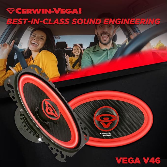 CERWIN-VEGA! V46 4"× 6" VEGA 2-Way 180 Watts 4 Ohm Coaxial Full Range Speakers(Pair)