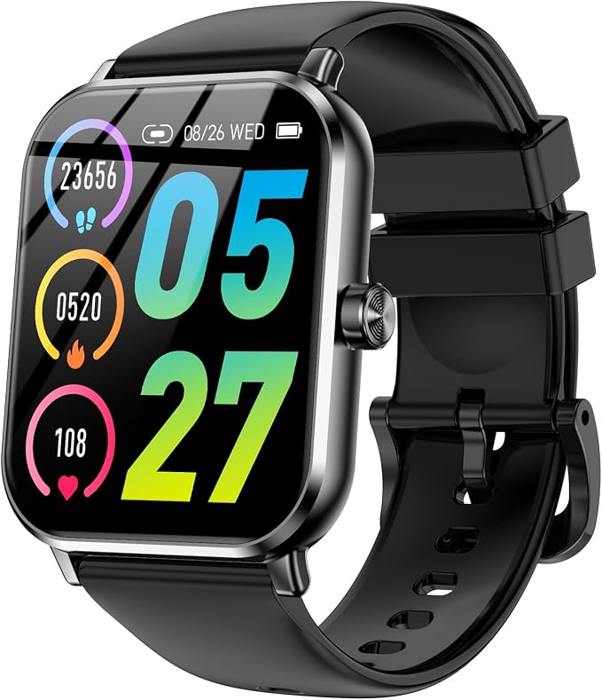 Jacoosa Smart Watch for Android & iPhone, 1.85 Inch HD Touch Screen Fitness Tracker, Heart Rate & Sleep Monitoring IP68 Waterproof Sports Smartwatch for Men Women